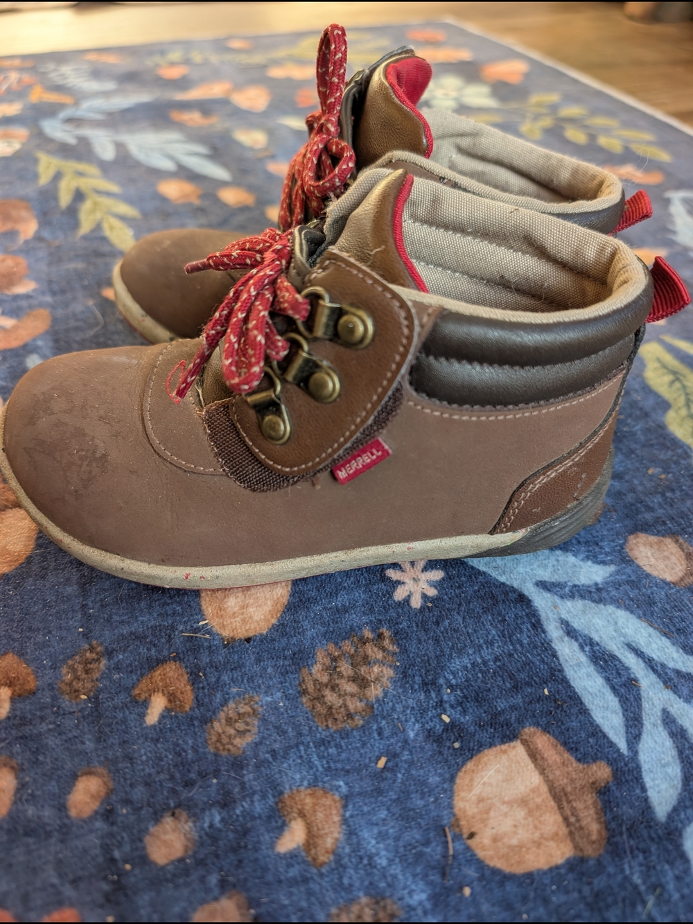 Merrell Kids Brown and Red Lace-Up Outdoor Boots